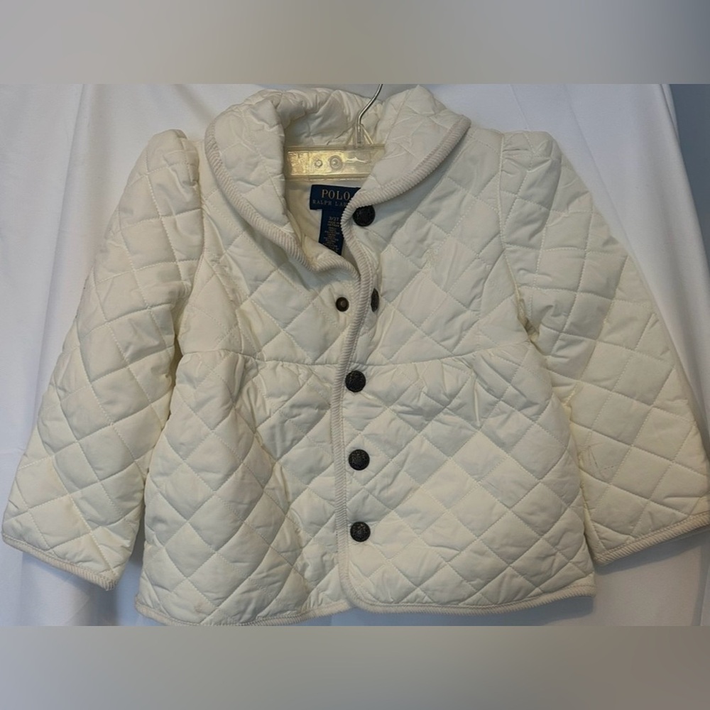 NEW Toddler Girl Polo Ralph Lauren Off-White Quilted Puffer, Size 3/3T